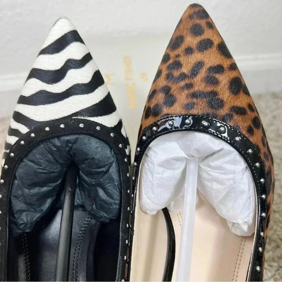 Marc Fisher Women’s Joily Black White Animal Print Slingback Block Heels… - Picture 6 of 13